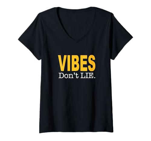 Damen University Varsity-Gold Vibes mag Varsity-Gold nicht T-Shirt mit V-Ausschnitt Damen University Varsity-Gold Vibes mag Varsity-Gold nicht T-Shirt mit V-Ausschnitt von Match University Varsity-Gold Color Graphic Tee
