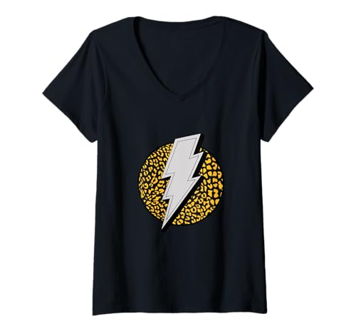 Damen University Varsity-Gold Wild Lightning Yellow Graphic T-Shirt mit V-Ausschnitt Damen University Varsity-Gold Wild Lightning Yellow Graphic T-Shirt mit V-Ausschnitt von Match University Varsity-Gold Color Graphic Tee
