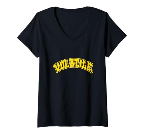Damen University Varsity-Gold bekannt als flüchtig. Gelbe Grafik T-Shirt mit V-Ausschnitt Damen University Varsity-Gold bekannt als flüchtig. Gelbe Grafik T-Shirt mit V-Ausschnitt von Match University Varsity-Gold Color Graphic Tee