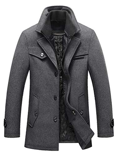 Lavnis Herren Warm Wollmantel Stehkragen Wintermantel Kurzmantel Winter Jacke Business Freizeit Style4 Grey XL von Lavnis