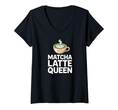 Damen Liebhaber von Matcha Latte Queen Coffee T-Shirt mit V-Ausschnitt Damen Liebhaber von Matcha Latte Queen Coffee T-Shirt mit V-Ausschnitt von Matcha Enthusiast Cafe Culture Lovers