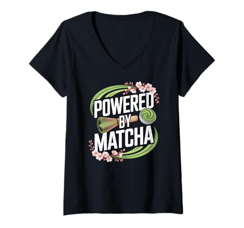 Damen Bereitgestellt von Matcha Blossom Swirl Zen T-Shirt mit V-Ausschnitt Damen Bereitgestellt von Matcha Blossom Swirl Zen T-Shirt mit V-Ausschnitt von Matcha Enthusiast Energy Vibes