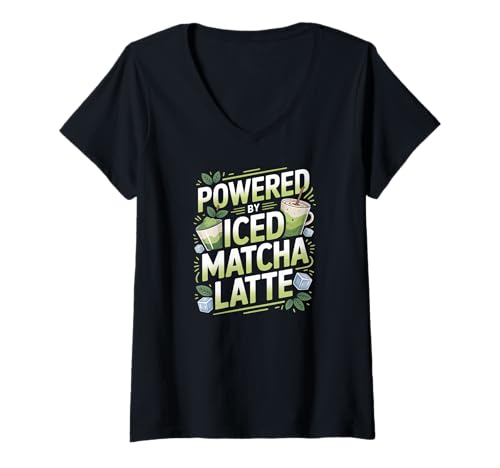 Damen Bereitgestellt von Iced Matcha Latte Love T-Shirt mit V-Ausschnitt Damen Bereitgestellt von Iced Matcha Latte Love T-Shirt mit V-Ausschnitt von Matcha Enthusiasts Daily Boost