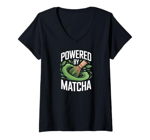 Damen Bereitgestellt von Matcha Green Tea Lovers T-Shirt mit V-Ausschnitt von Matcha Enthusiasts Energy Lovers