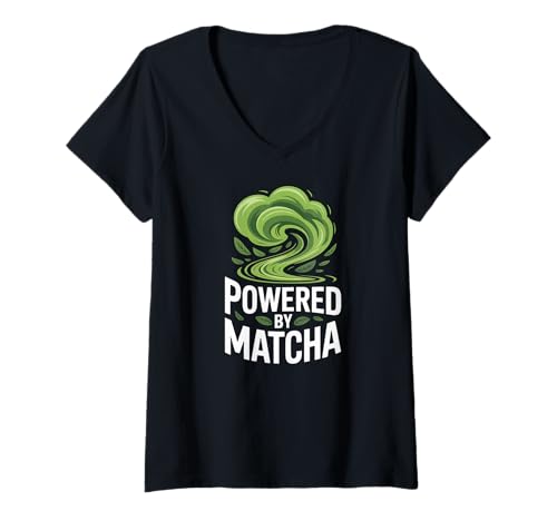 Damen Angetrieben durch Matcha Energy Boost Leaves T-Shirt mit V-Ausschnitt Damen Angetrieben durch Matcha Energy Boost Leaves T-Shirt mit V-Ausschnitt von Matcha Enthusiasts Green Tea Lovers
