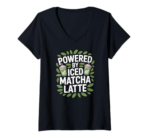 Damen Bereitgestellt von Iced Matcha Latte Delight T-Shirt mit V-Ausschnitt Damen Bereitgestellt von Iced Matcha Latte Delight T-Shirt mit V-Ausschnitt von Matcha Enthusiasts Refreshment Lovers