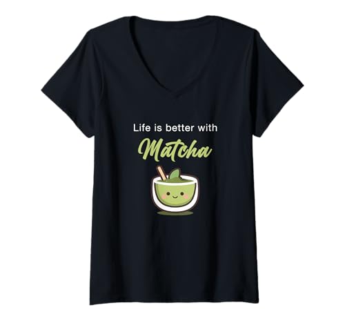 Damen Life is Better with Matcha – Japanese Green Tea Graphic T-Shirt mit V-Ausschnitt Damen Life is Better with Matcha – Japanese Green Tea Graphic T-Shirt mit V-Ausschnitt von Matcha Japanese Green Tea Graphic Designers