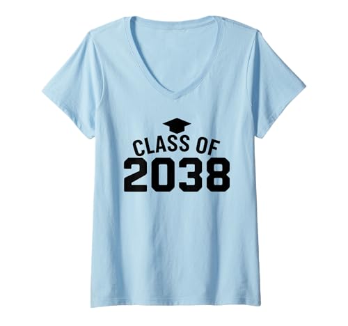 Damen Class of 2038 Grow with Me Platz für Handabdrücke K-12 Senior T-Shirt mit V-Ausschnitt Damen Class of 2038 Grow with Me Platz für Handabdrücke K-12 Senior T-Shirt mit V-Ausschnitt von Matching Costum For Class Of 2038 K-12 Senior Tee