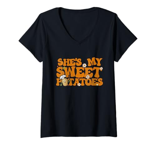 Damen Passendes Thanksgiving-Paaroutfit Süßkartoffel Yes I Yam T-Shirt mit V-Ausschnitt Damen Passendes Thanksgiving-Paaroutfit Süßkartoffel Yes I Yam T-Shirt mit V-Ausschnitt von Matching Couples Outfit Thanksgiving Groovy