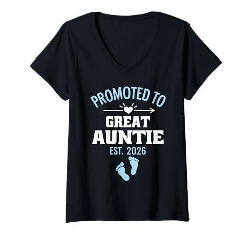 Damen 2026 zur Großtante Est befördert T-Shirt mit V-Ausschnitt Damen 2026 zur Großtante Est befördert T-Shirt mit V-Ausschnitt von Matching Family 2026