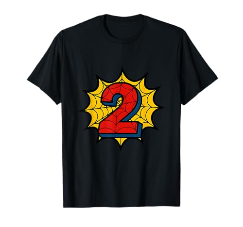Kinder 2. Geburtstag Spinne Mottoparty 2 Jahre alt Jungen Jugend T-Shirt von Matching Family Birthday Spider Web Party Gifts
