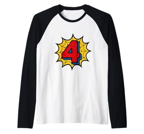 Kinder 4. Geburtstag Spinne Mottoparty 4 Jahre alt Jungen Jugend Raglan von Matching Family Birthday Spider Web Party Gifts