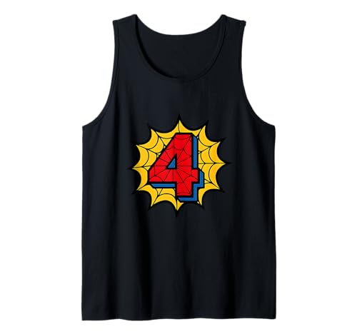 Kinder 4. Geburtstag Spinne Mottoparty 4 Jahre alt Jungen Jugend Tank Top von Matching Family Birthday Spider Web Party Gifts