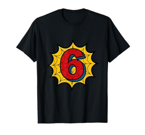 Kinder 6. Geburtstag Spinne Mottoparty 6 Jahre alte Jungen Jugend T-Shirt von Matching Family Birthday Spider Web Party Gifts