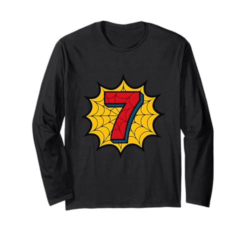 Kinder 7. Geburtstag Spinne Mottoparty 7 Jahre alte Jungen Jugend Langarmshirt von Matching Family Birthday Spider Web Party Gifts