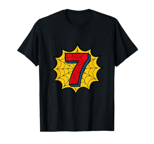 Kinder 7. Geburtstag Spinne Mottoparty 7 Jahre alte Jungen Jugend T-Shirt von Matching Family Birthday Spider Web Party Gifts