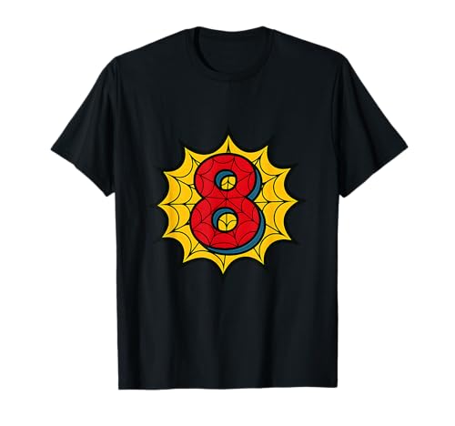 Kinder 8. Geburtstag Spinne Mottoparty 8 Jahre alt Jungen Jugend T-Shirt von Matching Family Birthday Spider Web Party Gifts