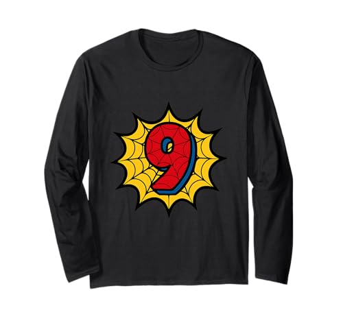 Kinder 9. Geburtstag Spinne Mottoparty 9 Jahre alte Jungen Jugend Langarmshirt von Matching Family Birthday Spider Web Party Gifts