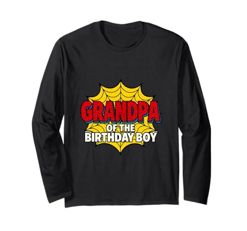 Kinder Grandpa of The Birthday Boy Spider Theme Party Matching Langarmshirt von Matching Family Birthday Spider Web Party Gifts
