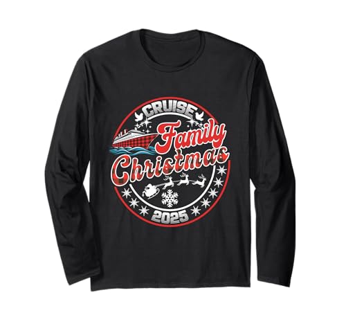Familien-Weihnachtskreuzfahrt 2025 Passende Familie Herren Damen Kinder Langarmshirt von Matching Family Christmas Cruise Santa