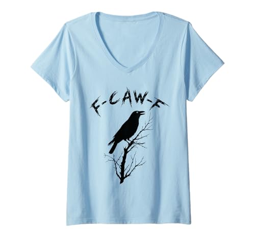 Damen Fcawf Lustige Krähe. Halloween Design T-Shirt mit V-Ausschnitt Damen Fcawf Lustige Krähe. Halloween Design T-Shirt mit V-Ausschnitt von Matching Family Halloween Designs