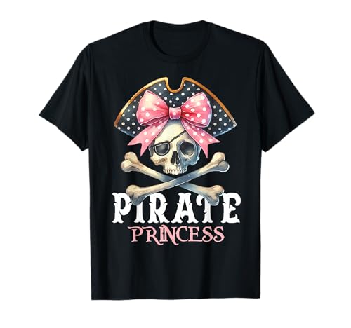 Lustiges Piratenprinzessin Kokette Schleife Halloween Kostüm Mädchen T-Shirt Lustiges Piratenprinzessin Kokette Schleife Halloween Kostüm Mädchen T-Shirt von Matching Family Pirate Birthday Party School Kids