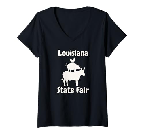Damen Viehausstellung der Louisiana State Fair T-Shirt mit V-Ausschnitt Damen Viehausstellung der Louisiana State Fair T-Shirt mit V-Ausschnitt von Matching Family State Fair