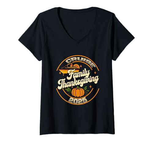 Damen Passende Thanksgiving-Kreuzfahrt mit der Familie 2025 in der Türkei Dankbar T-Shirt mit V-Ausschnitt Damen Passende Thanksgiving-Kreuzfahrt mit der Familie 2025 in der Türkei Dankbar T-Shirt mit V-Ausschnitt von Matching Family Thanksgiving Turkey Thankful