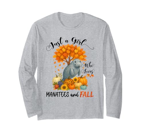 Nur EIN Mädchen, das Seekühe liebt und lustiges Erntedankfest im Herbst Langarmshirt von Matching Family Thanksgiving Who Loves Manatees