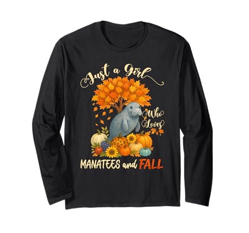 Nur EIN Mädchen, das Seekühe liebt und lustiges Erntedankfest im Herbst Langarmshirt von Matching Family Thanksgiving Who Loves Manatees