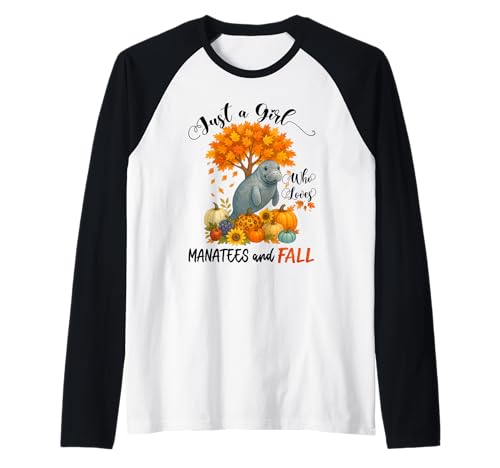 Nur EIN Mädchen, das Seekühe liebt und lustiges Erntedankfest im Herbst Raglan von Matching Family Thanksgiving Who Loves Manatees