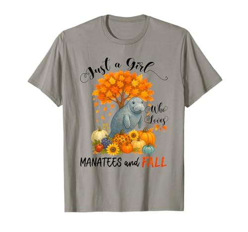 Nur EIN Mädchen, das Seekühe liebt und lustiges Erntedankfest im Herbst T-Shirt von Matching Family Thanksgiving Who Loves Manatees