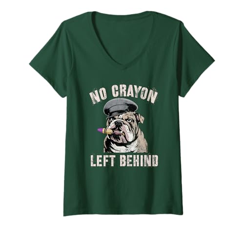 Damen Bulldog Kein Buntstift zurückgelassen Grunt Team Military Mein Soldat T-Shirt mit V-Ausschnitt Damen Bulldog Kein Buntstift zurückgelassen Grunt Team Military Mein Soldat T-Shirt mit V-Ausschnitt von Matching Father MRE Sarcasm Eater Tank Jarhead Gag