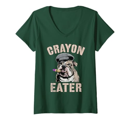 Damen Offizieller Crayon Eater Officer Crew Military Corps My Jarhead T-Shirt mit V-Ausschnitt Damen Offizieller Crayon Eater Officer Crew Military Corps My Jarhead T-Shirt mit V-Ausschnitt von Matching Father Son Boot Camp MRE Fubar Sarcasm