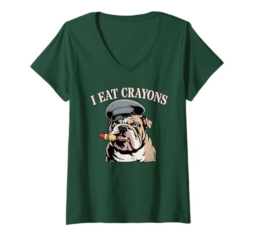 Damen Sarkastisch Ich Esse Buntstifte Hundefresser Unser Truppen-Militärbruder T-Shirt mit V-Ausschnitt von Matching Father Son Red Friday Grunt Camo Family