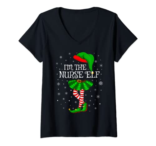 Damen Familie Passende Frauen Mädchen I'm The Nurse Elf Christmas T-Shirt mit V-Ausschnitt Damen Familie Passende Frauen Mädchen I'm The Nurse Elf Christmas T-Shirt mit V-Ausschnitt von Matching I'm The Nurse Elf Christmas Gifts