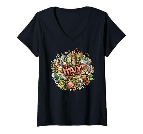 Damen Italienische Sightseeing und Italien Urlaub T-Shirt mit V-Ausschnitt Damen Italienische Sightseeing und Italien Urlaub T-Shirt mit V-Ausschnitt von Matching Italian Holiday And Rome Trip Apparel