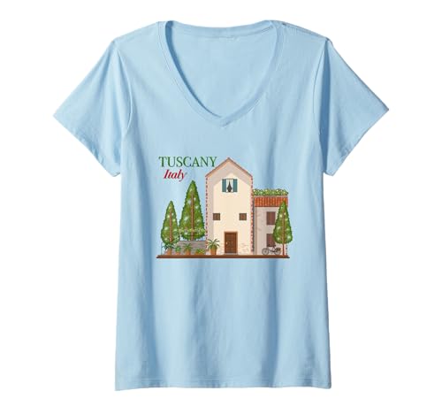 Damen Italien Toscana und italienische Toskana T-Shirt mit V-Ausschnitt Damen Italien Toscana und italienische Toskana T-Shirt mit V-Ausschnitt von Matching Italian Vacation And Italy Trip Apparel