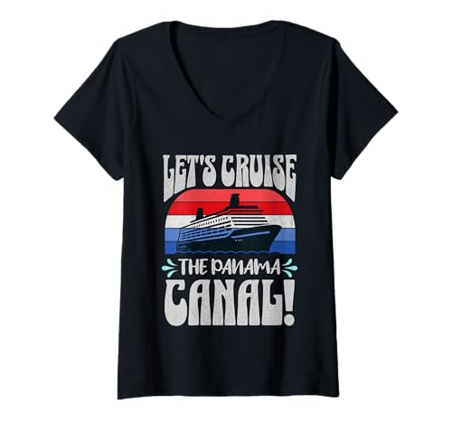 Damen Panama-Kanalkreuzfahrt der Gruppe T-Shirt mit V-Ausschnitt Damen Panama-Kanalkreuzfahrt der Gruppe T-Shirt mit V-Ausschnitt von Matching Panama Vacation And Panamanian Apparel