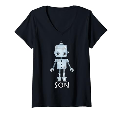 Damen Passende Familie Robo Papa Mama Sohn Tochter Bruder Schwester T-Shirt mit V-Ausschnitt Damen Passende Familie Robo Papa Mama Sohn Tochter Bruder Schwester T-Shirt mit V-Ausschnitt von Matching Robotic Family Robo Girl Little Robot Bot