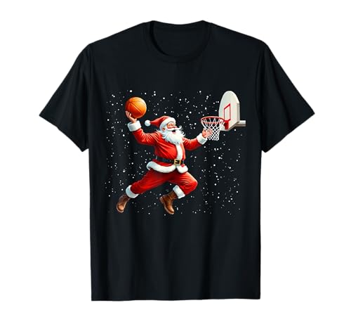 Lustiger Weihnachtsmann spielt Basketball Frohe Weihnachten Jungen T-Shirt von Matching Santa Christmas Basketball Lovers Shirt