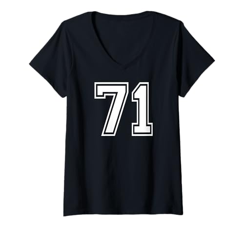 Damen 71 Teamsportgrafik mit der Nummer 71, passend zu Varsity T-Shirt mit V-Ausschnitt von Matching Sports Numbers Birthday Gifts