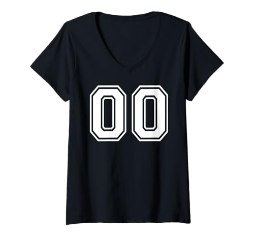 Damen Mannschaftssportgrafik „00 Number Zeros“, passend zum Gymnastik-Design T-Shirt mit V-Ausschnitt von Matching Sports Numbers Birthday Gifts