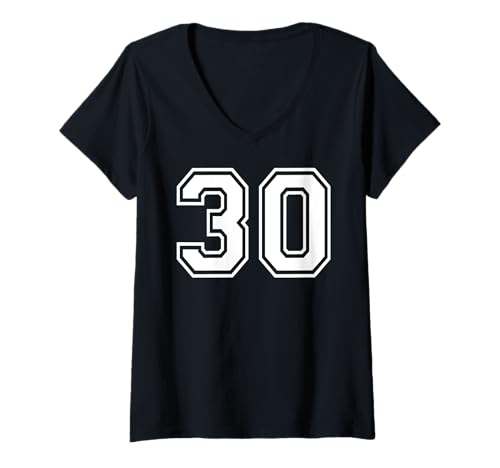 Damen Sport-Grafikdesign Nummer Dreißig, passend zum Gymnastik-Design T-Shirt mit V-Ausschnitt Damen Sport-Grafikdesign Nummer Dreißig, passend zum Gymnastik-Design T-Shirt mit V-Ausschnitt von Matching Sports Numbers Birthday Gifts