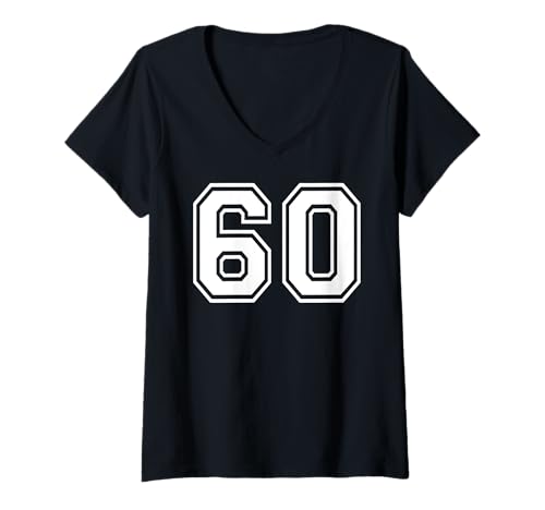 Damen Sport-Grafikdesign mit der Nummer 60, Nummer sechzig, passend zum Gymnastik-Design T-Shirt mit V-Ausschnitt Damen Sport-Grafikdesign mit der Nummer 60, Nummer sechzig, passend zum Gymnastik-Design T-Shirt mit V-Ausschnitt von Matching Sports Numbers Birthday Gifts