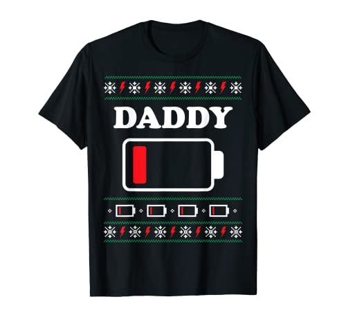 Herren Family Matching Christmas Battery Funny Daddy Christmas T-Shirt von Matching Ugly Christmas Sweaters for Family
