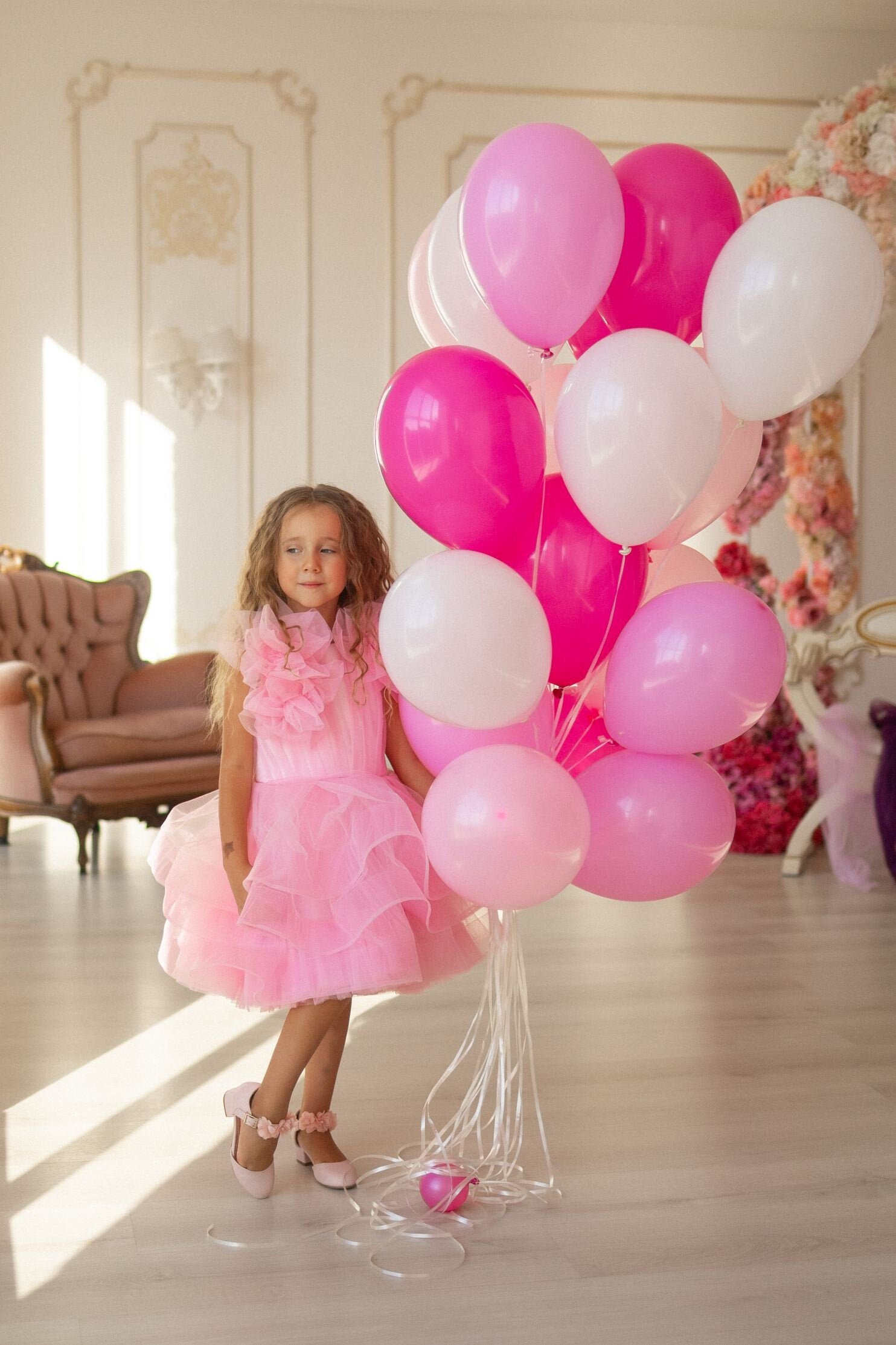 Versandfertig Kleinkind Rosa Kleid Für 5-Jährige, Tüll Geburtstagskleid, Mädchen Tutu Kleid, Blumenmädchen Prinzessin Abendkleid von MatchingLook