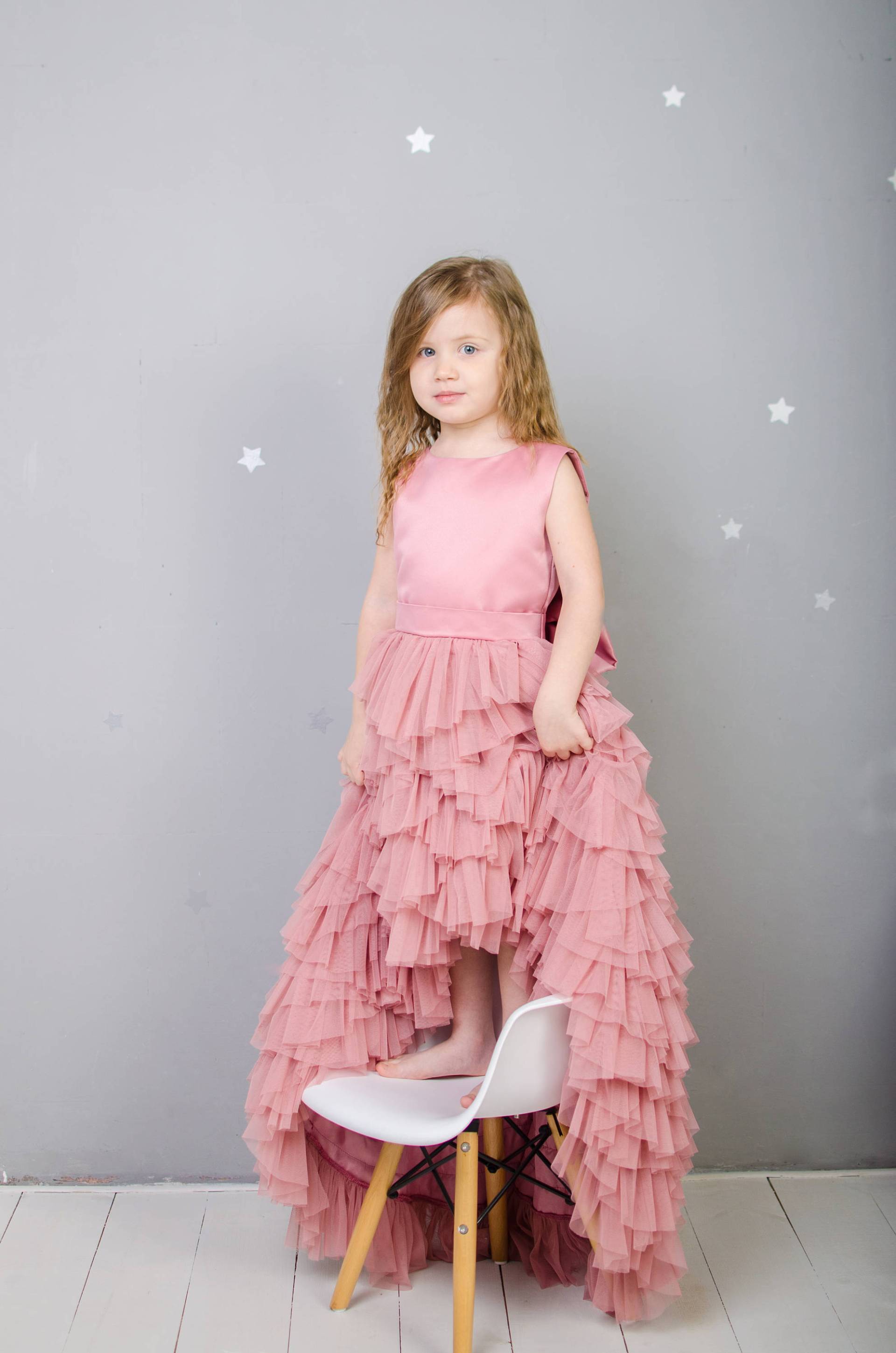 Blume Mädchen Staubige Rose Tutu Tüll Kleid, Pageant Zug Prinzessin Geburtstag Kleid Brautkleid Erste Kommunion Rosa von MatchingLook