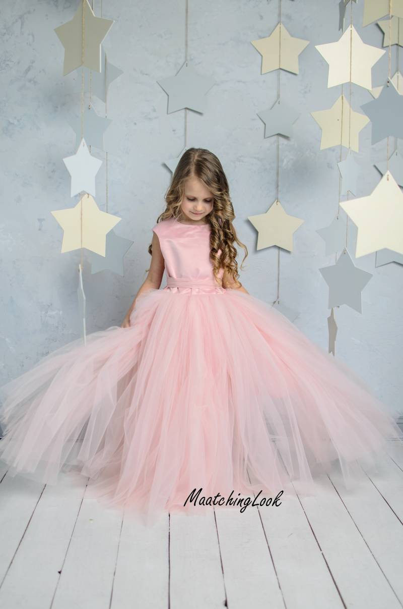 Blush Blumen Mädchen Kleid, Tutu Herz Rücken Cinderella Prinzessin 1. Geburtstagskleid, Kinderkleid von MatchingLook
