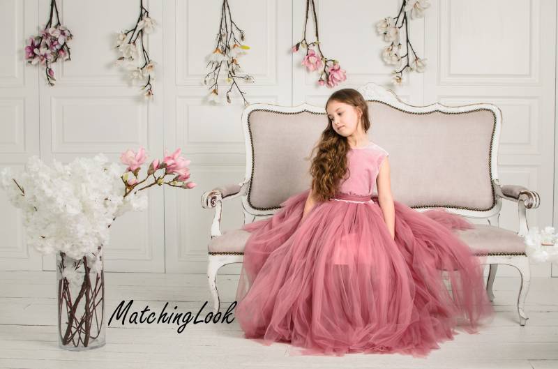 Kleider Für Mädchen, Blumen Mädchen Kleid, Dusty Rose Prinzessin Formal Girl Märchenkleid, Hochzeit Kleid von MatchingLook